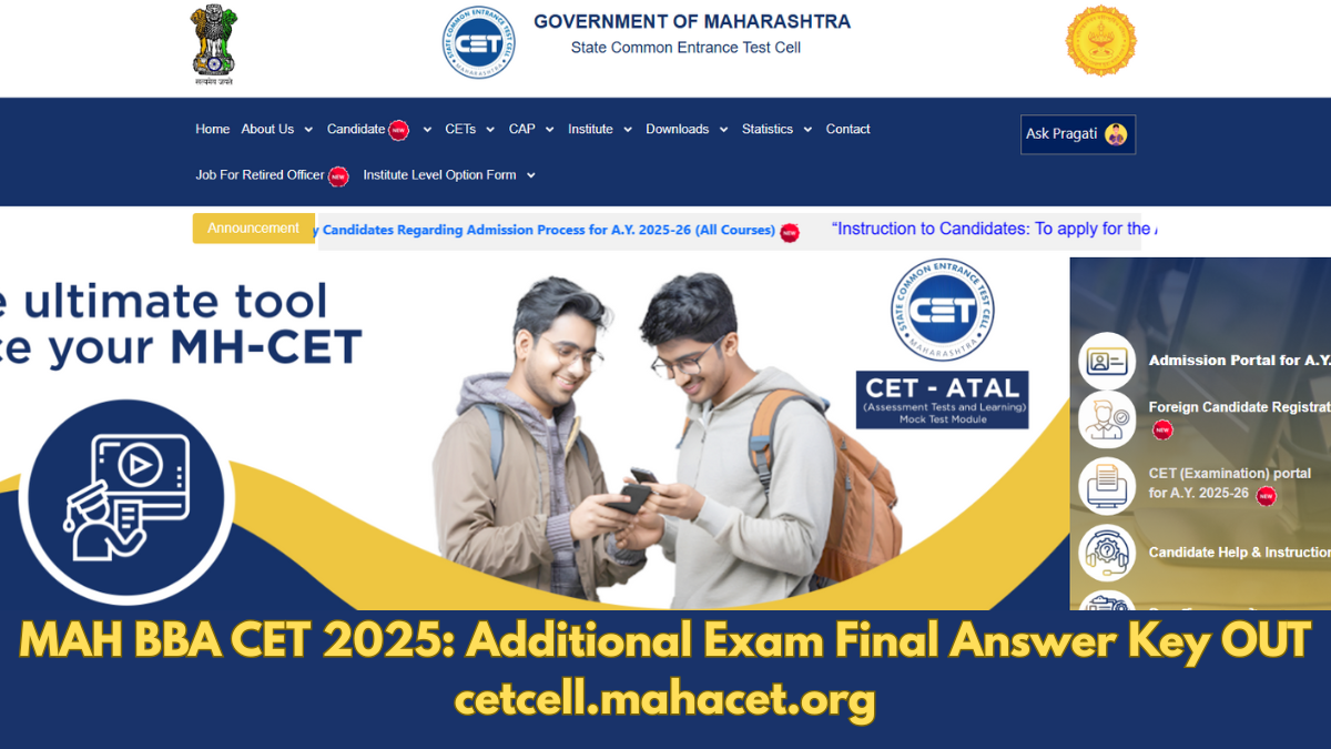 MAH BBA CET 2025: Additional Exam Final Answer Key OUT cetcell.mahacet.org; Download here